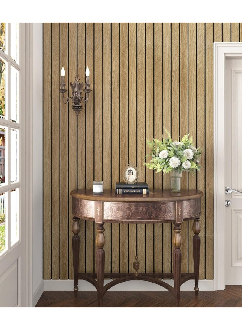 رات سو لوحة الحائط ذاتية اللصق المحسنة من الحبوب الخشبية ثلاثية الأبعاد -مقاومة للماء وعازلة للصوت، ملصق جدار PVC سميك مقاس 300×40 سم لغرفة المعيشة وتجميل غرفة النوم (بني) - Image 5